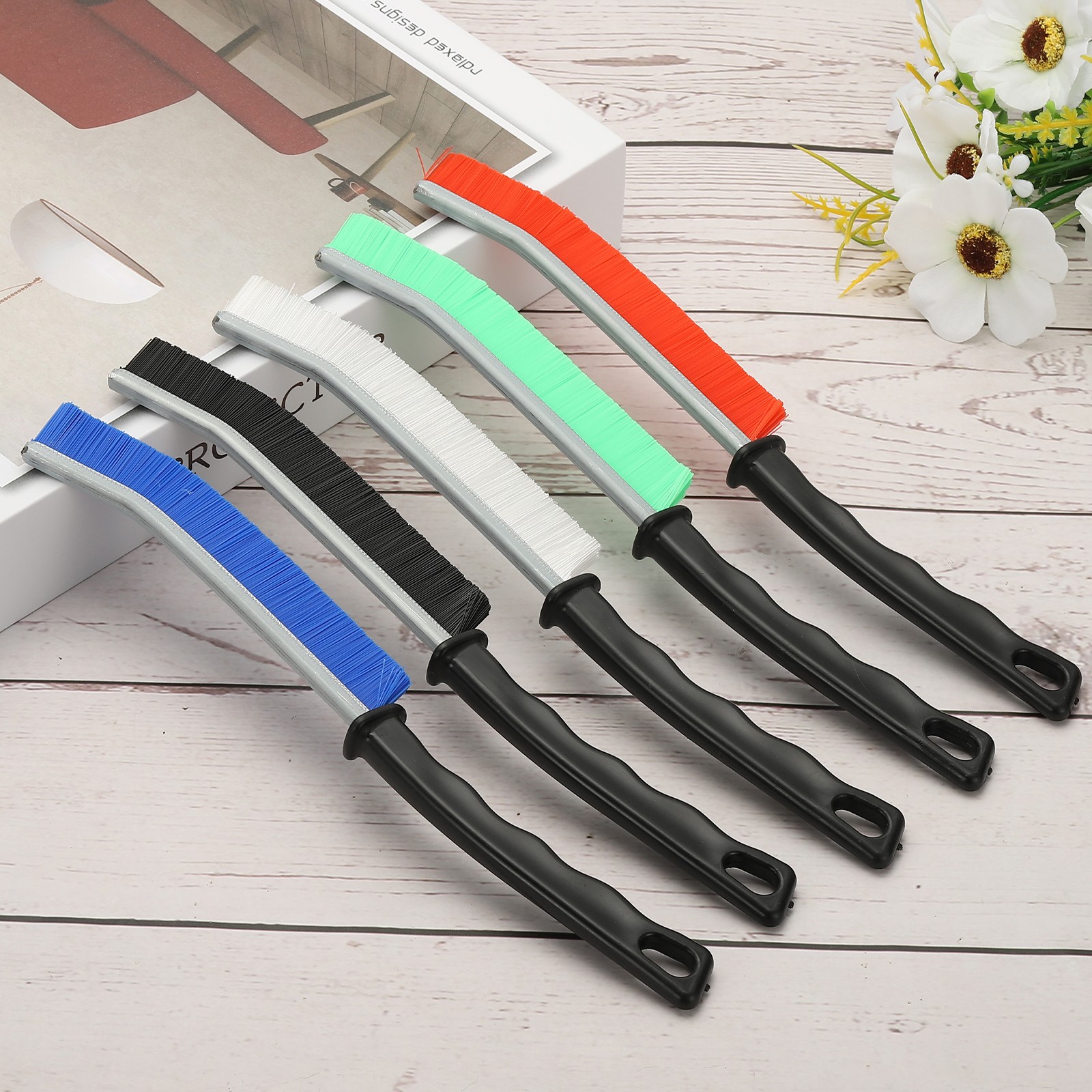 3 Pcs Hard Bristle Crevice Cleaning Brush Gap Cleaning Brush Red