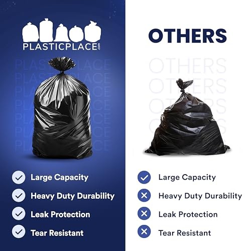 55-60 Gallon Trash Bags │ 1.0 Mil │ Black Heavy Duty Garbage Can 1.0 mil.