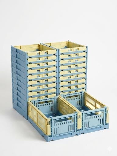 HAY Design Recycled Color Crate Storage Bins – Small Lot of 10 – Blue/Yellow NEW