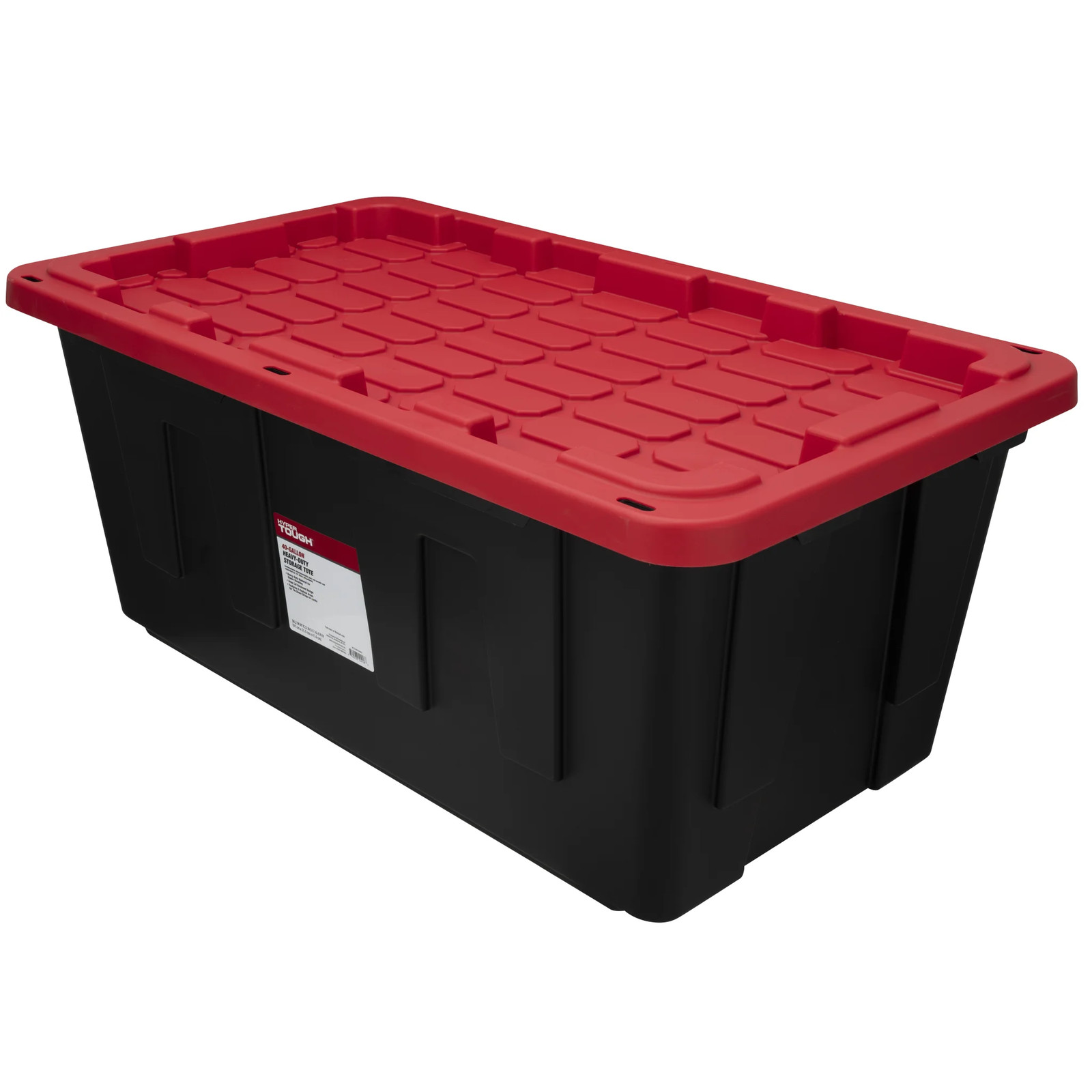 27-Gallon Plastic Storage Bin with Snap Lid, Black and Red