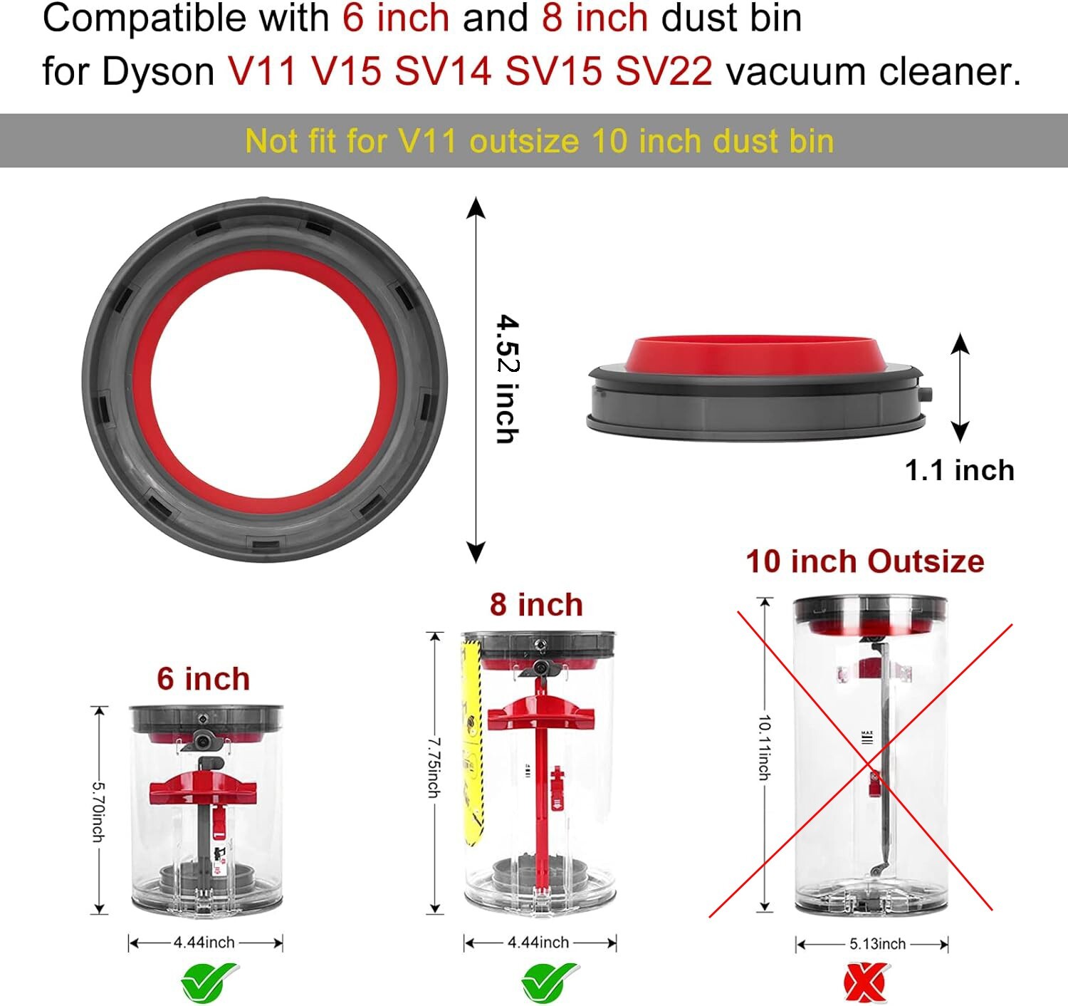 Dust Bin Top Fixed Sealing Ring For Dyson V11 SV14 SV15 Vacuum Cleaner Accessory
