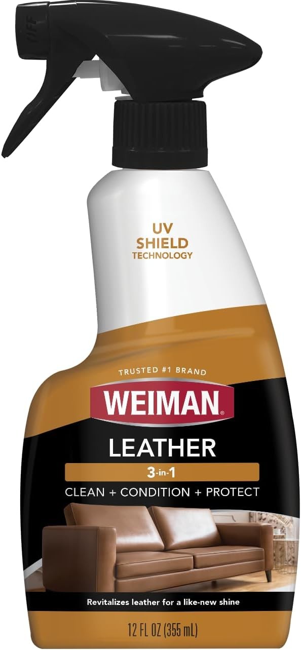 Weiman Leather Cleaner & Conditioner 12oz UV Protect for Auto Furniture Shoes