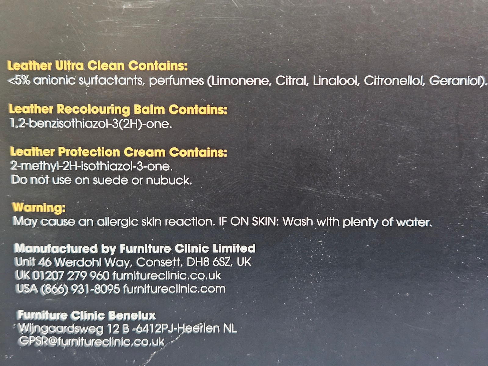 Furniture Clinic Leather Complete Restoring Kit Dark Brown Clean Protect Recolor