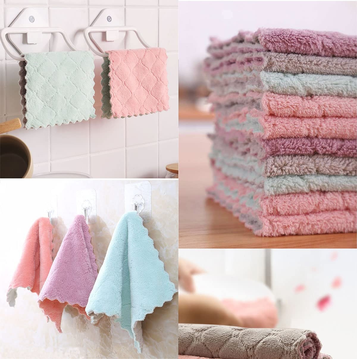 12 Pack Kitchen Towels Quick Dry Washcloths Coral Velvet Dishtowels Multipurpose