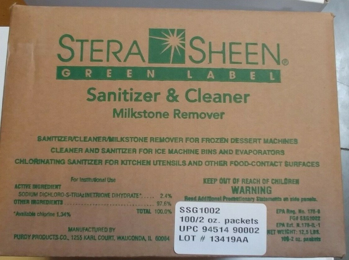 Stera Sheen Green Label Sanitizer Packets (100-2oz Packets) – 12133770-P100