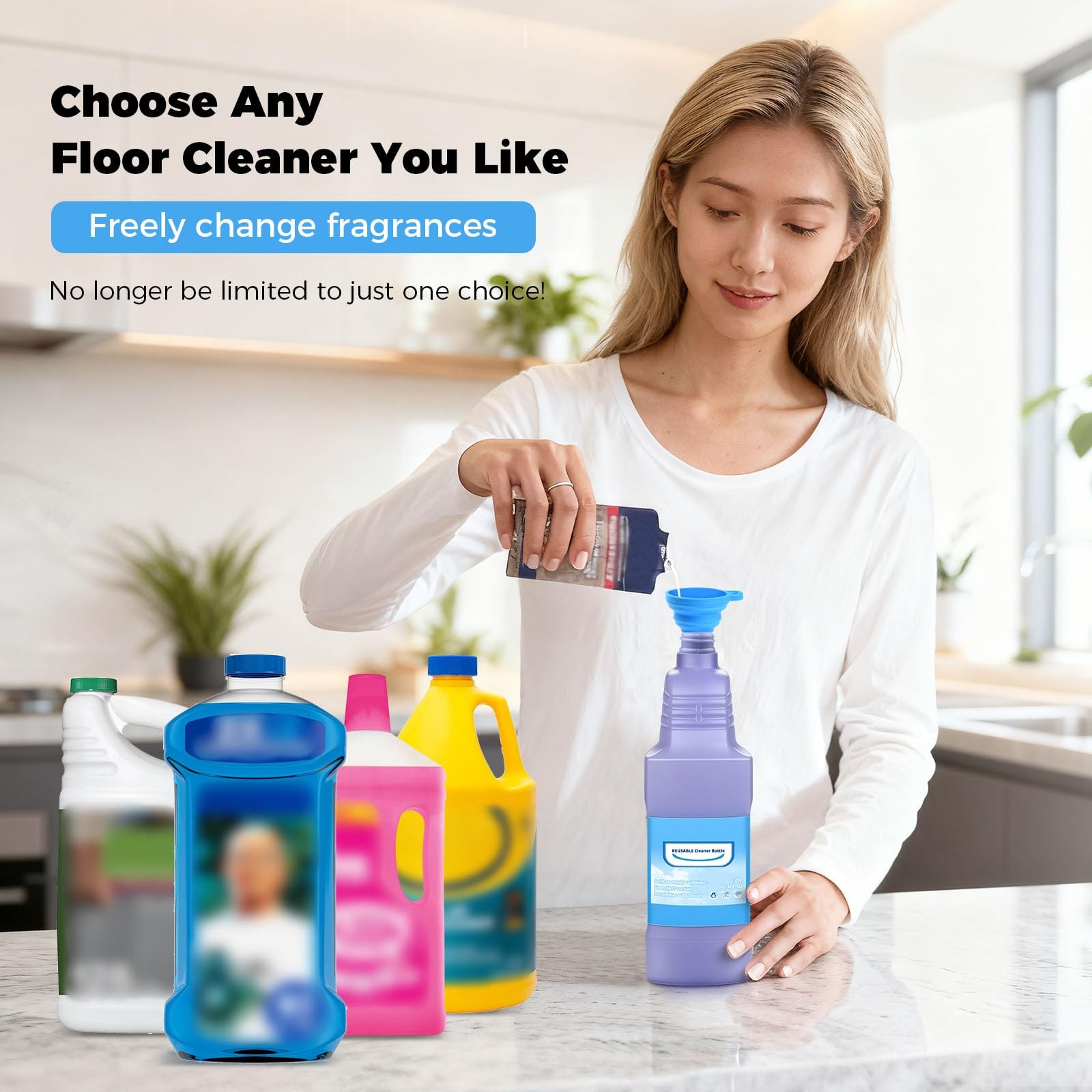 Upgraded Refillable Bottle for Swiffer Wet Jet Mop – 1250ml /42.3 FL OZ, Leak…