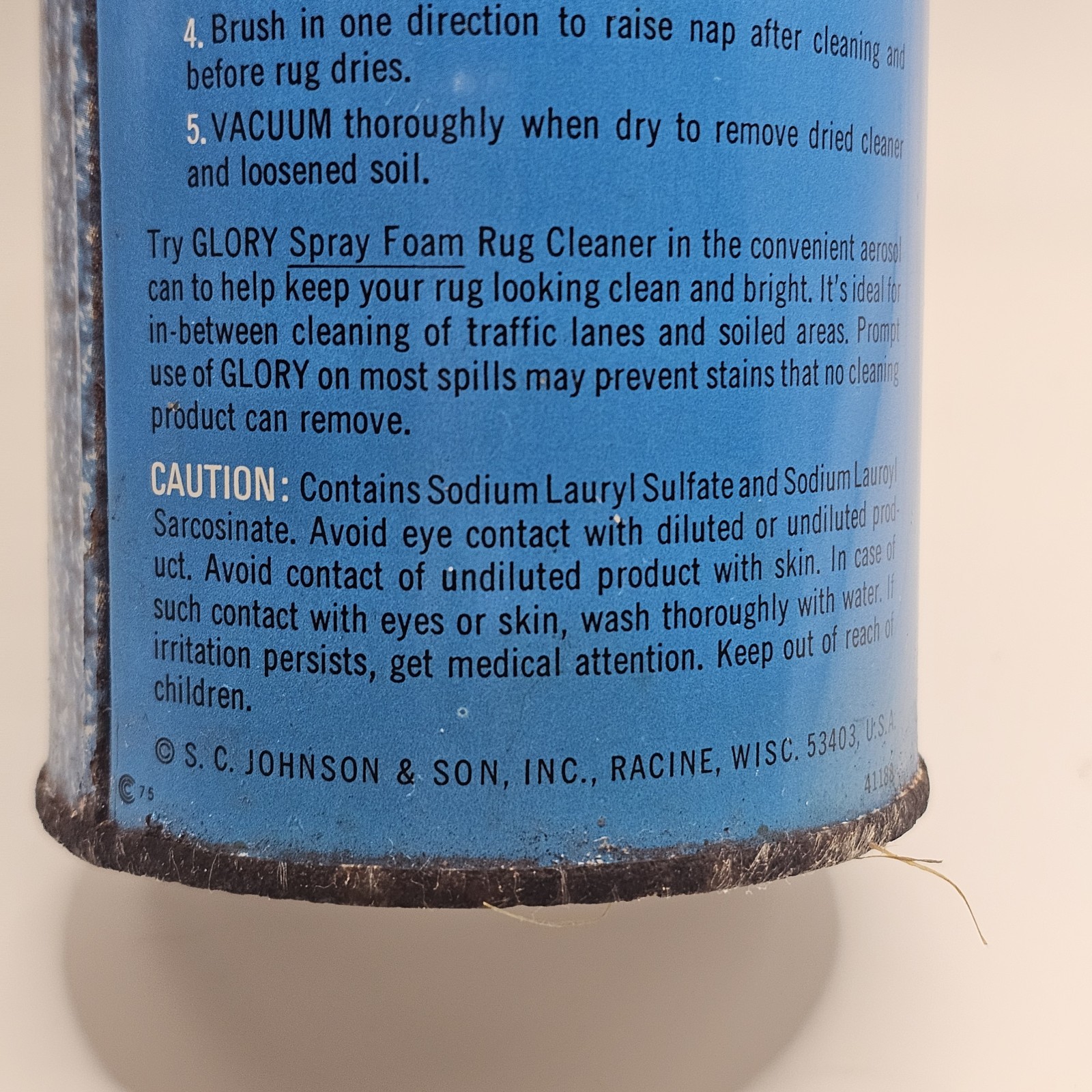 Johnson LIQUID GLORY RUG SHAMPOO 50% Full 1970s Vintage Set Prop 27 Fl Oz