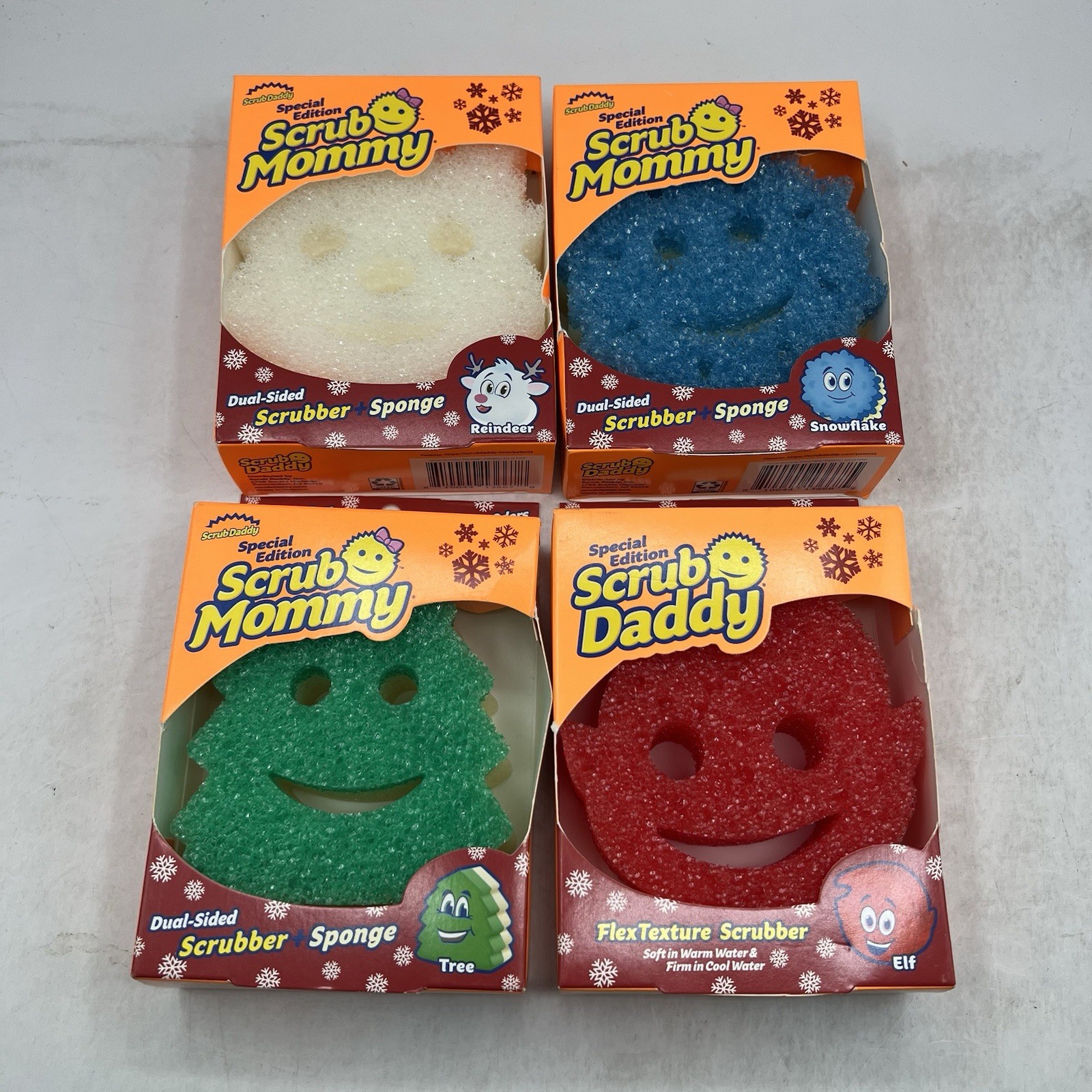 4 Scrub Daddy Mommy Holiday Christmas Tree Special Edition New Scrub Sponges