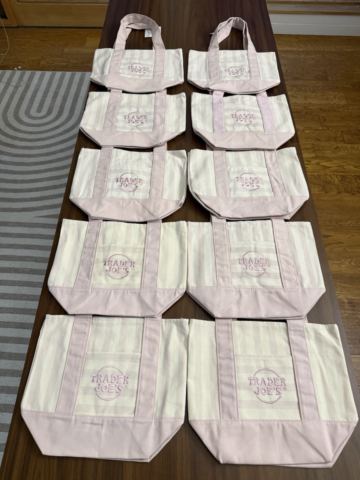 Trader Joe’s Mini Pastel Stripe Canvas Tote Bag Limited Edition Set Of 4 | US