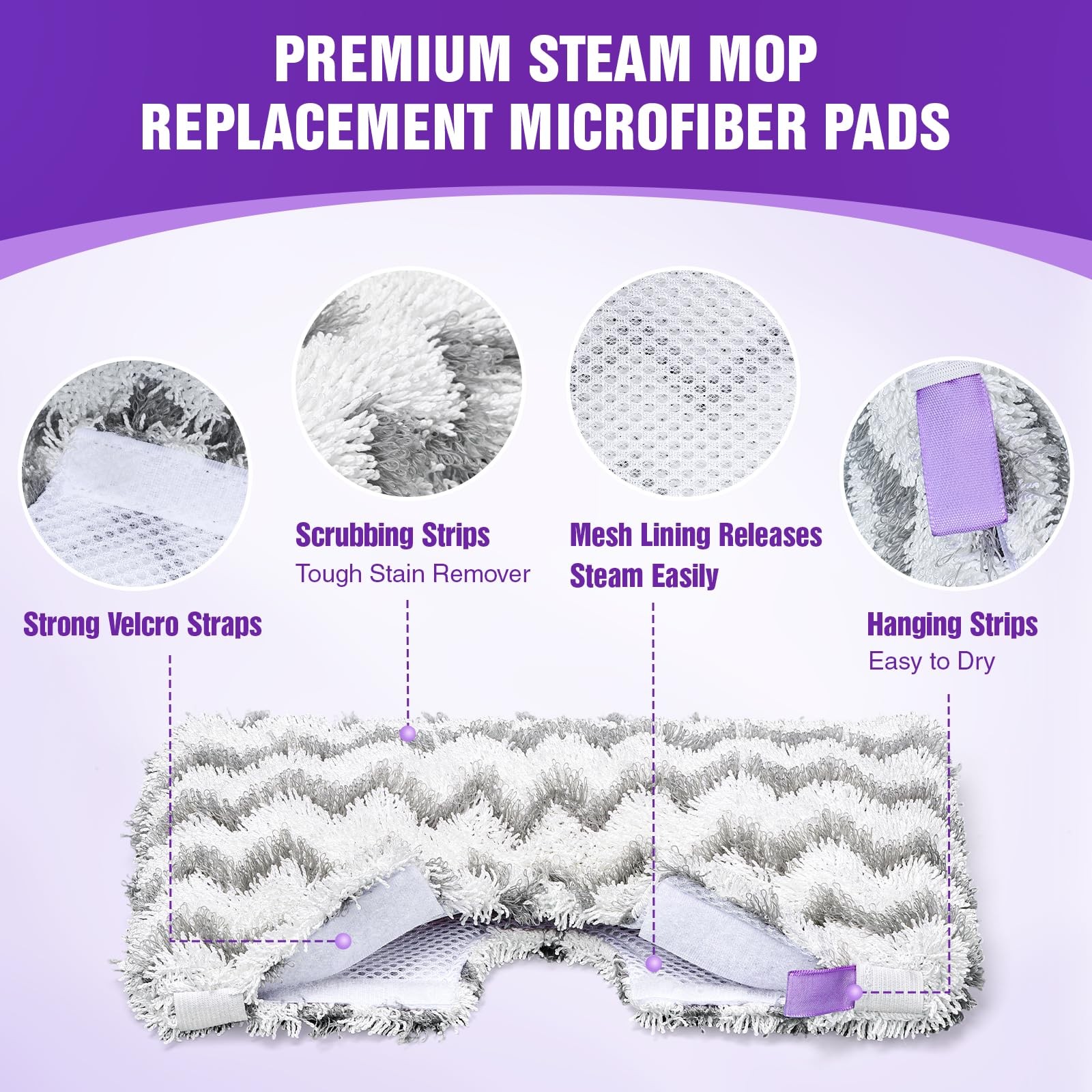 3Pack Washable Compatible Pads For Shark Steam Pocket Mop Pad S3501, S3550,S3601