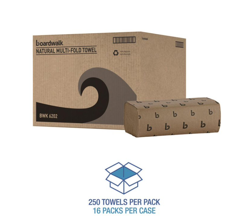 Boardwalk Commercial Multifold Paper Towels 16 Pack Natural