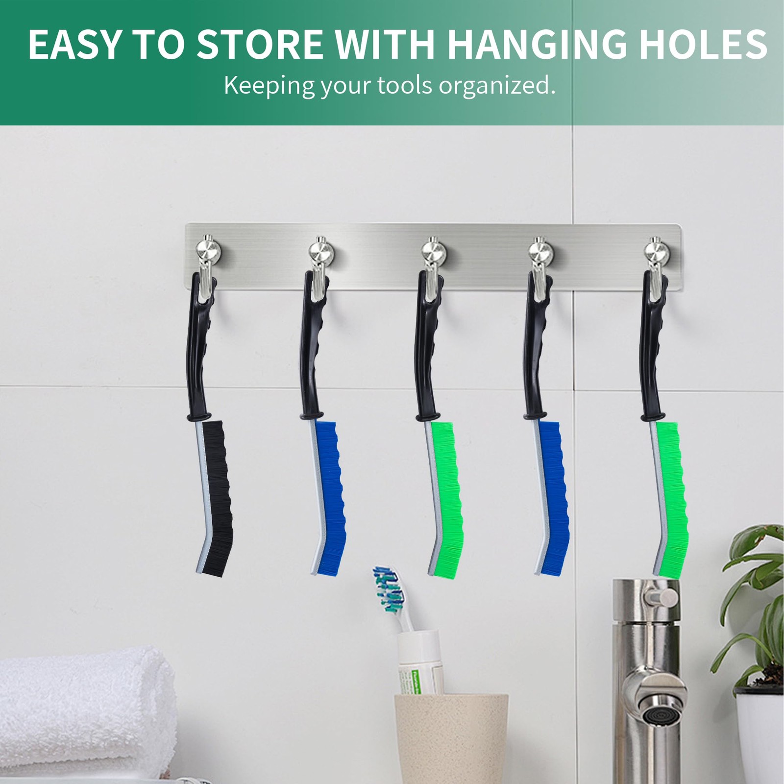 6-Pack Hard Bristle Crevice Cleaning Brush, Best Tool for Black, Blue, Green