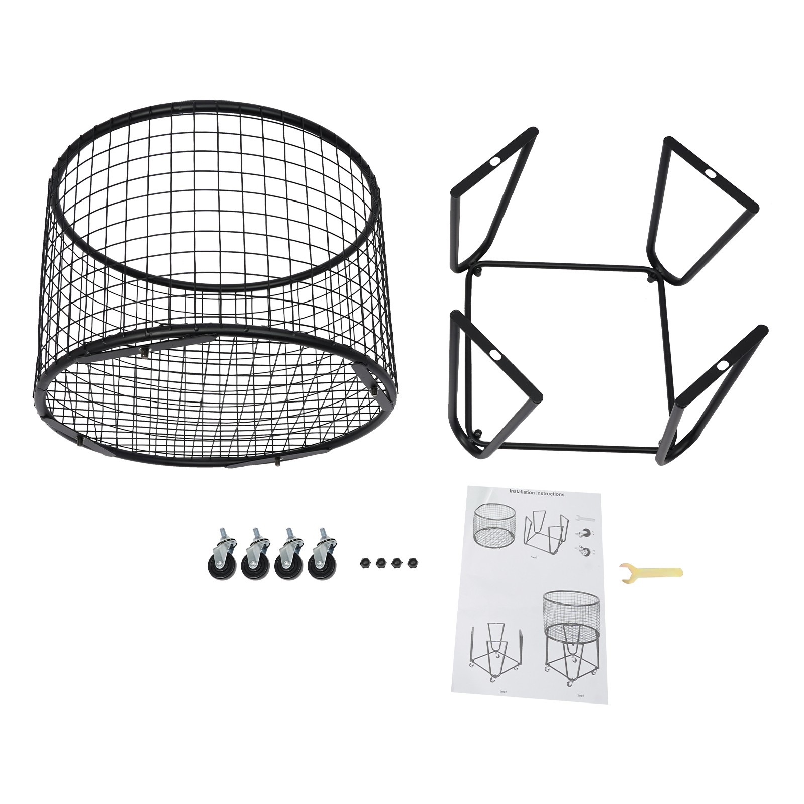 Modern Metal Laundry Basket Clothes Hamper Bathroom Bedroom Rolling Storage Cart
