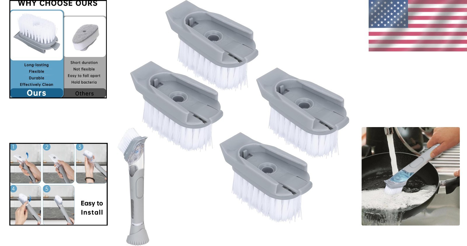 4 Pack Durable Scrub Daddy Dish Brush Refills – Perfect Fit & Easy Replacement