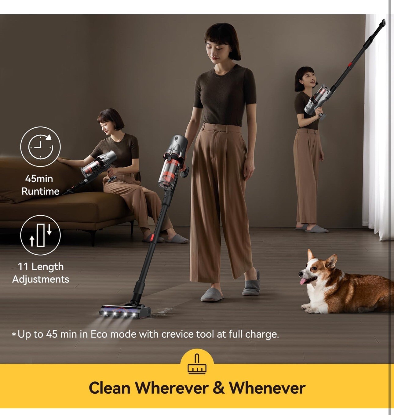 Deerma Cordless Stick Vacuum Cleaner, 240W Vacuum Cleaners, Anti-Tangle DEM T30