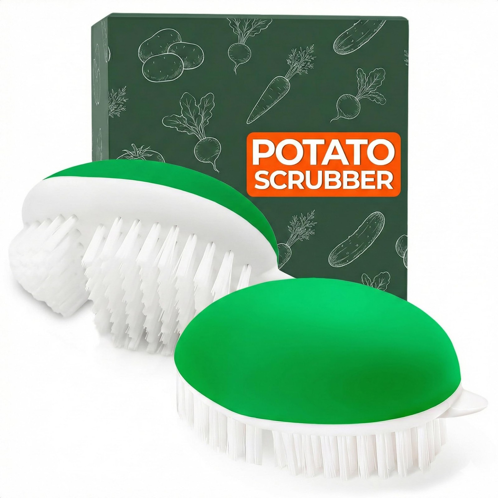 2 Pcs Vegetable Brush Scrubber – 2.3 x 3.9 Potato Brush Scrubber for Food wit…