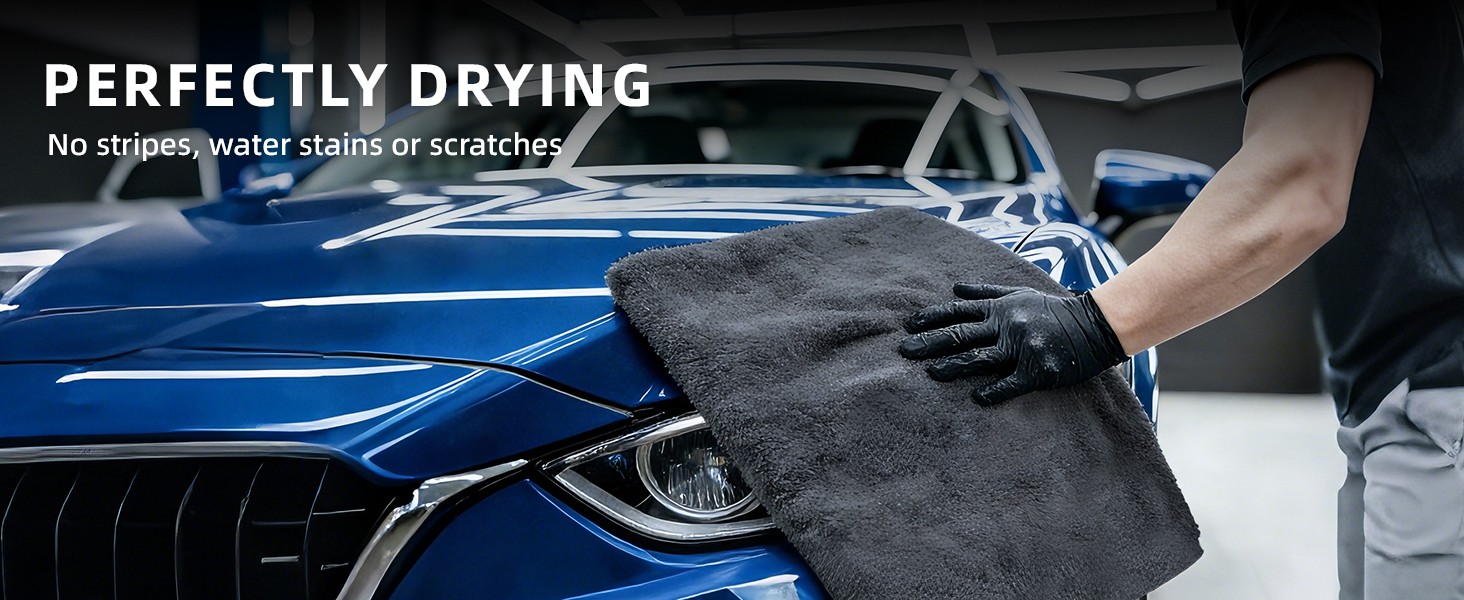 2 Pack 1500GSM Microfiber Drying Towel for Car 24″x36″ & 11.8″x11.8″(Grey) |