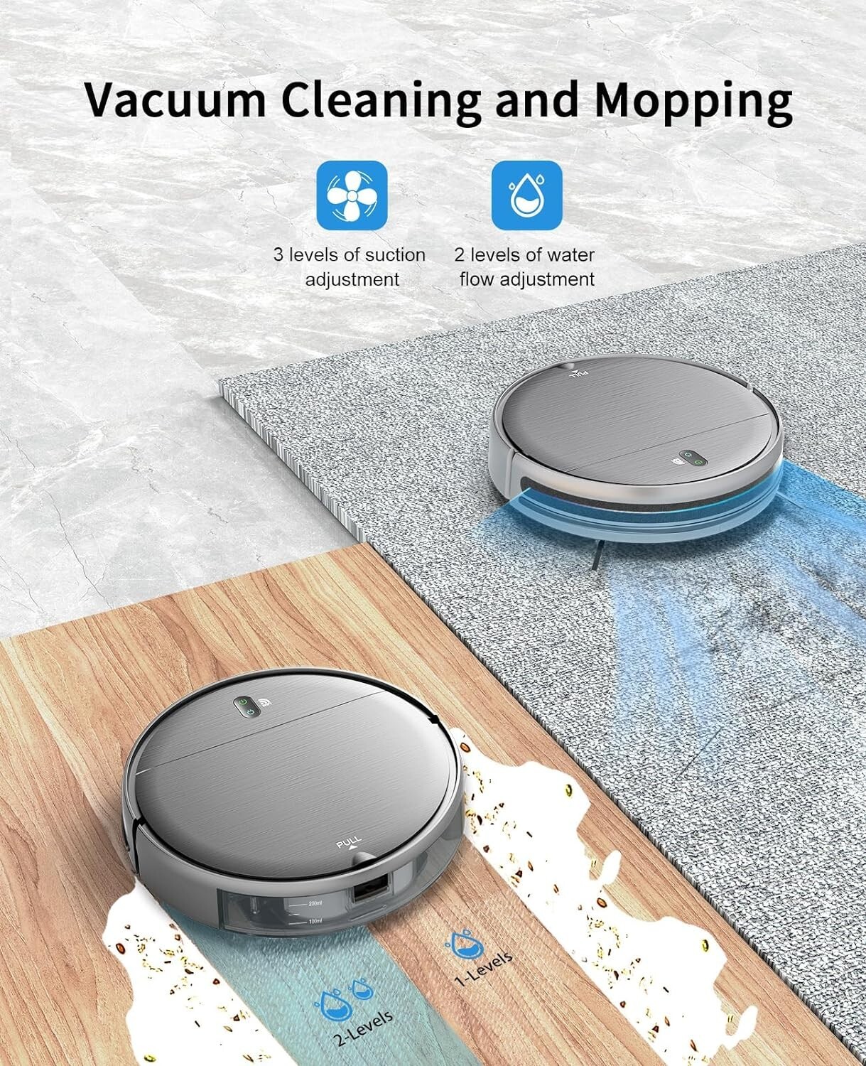 MAMNV Robot Vacuum and Mop Combo,WiFi/App, Robotic Vacuum Cleaner BR151
