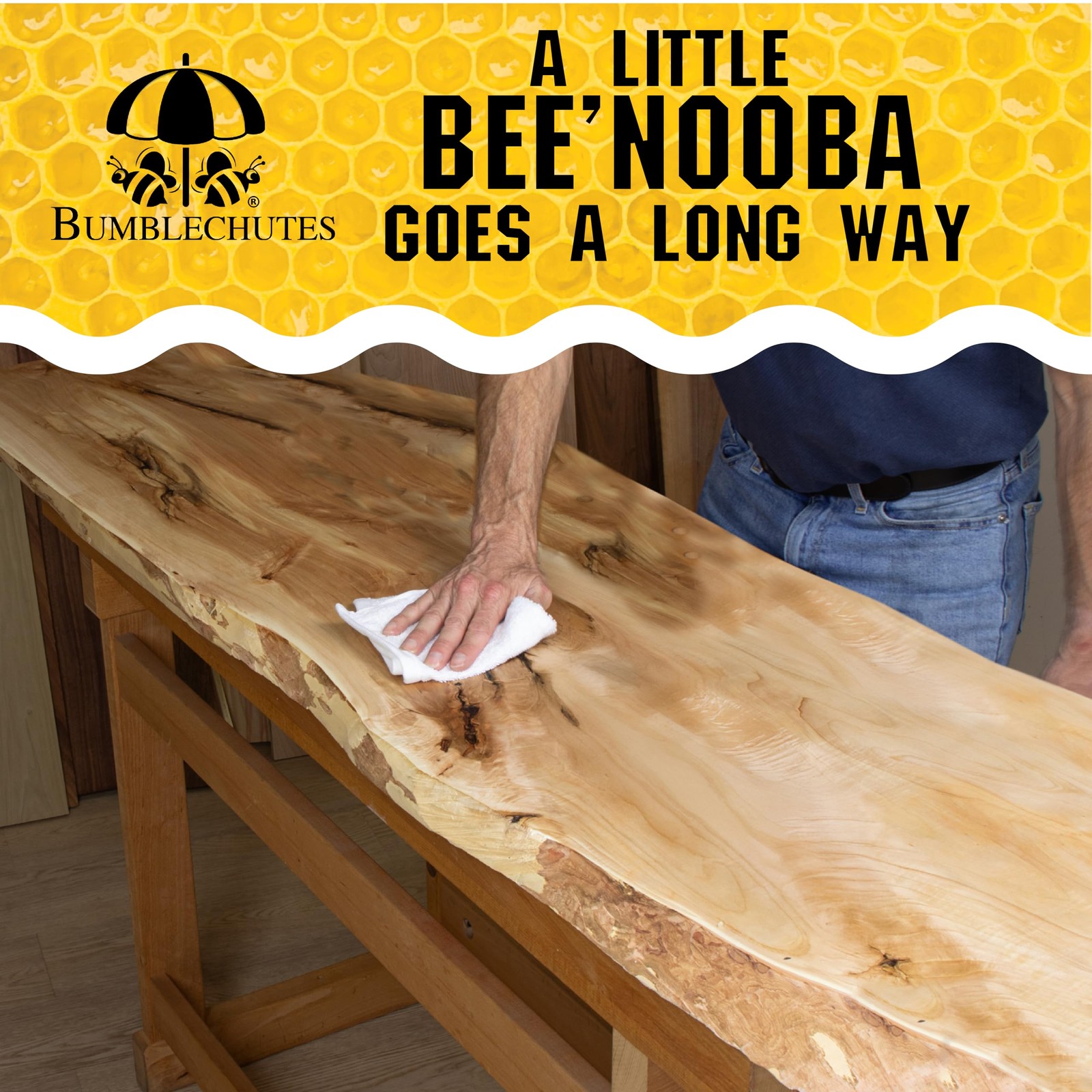 Bumblechutes Bee’Nooba Wood Oil Finish Natural Topcoat Beeswax for Wood, Hydr…