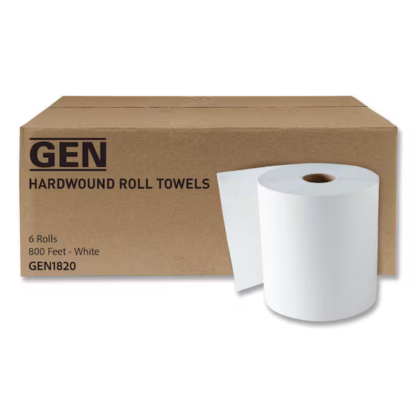8 in. x 800 ft., White, Hardwound Paper Towels, (6-Rolls/Carton)