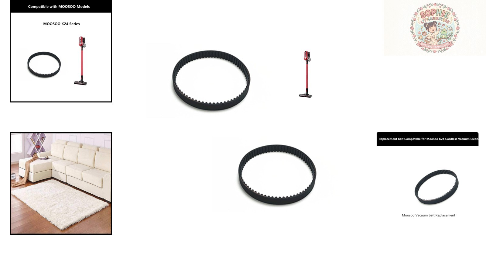 Durable 2-Belt Set for MOOSOO K24 Cordless Vacuum – Lightweight and Long-Lasting