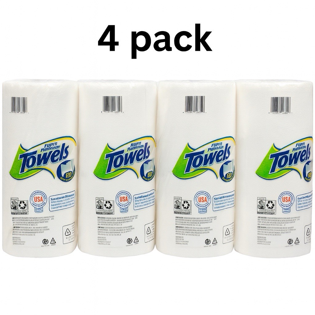 (4) Member’s Mark Mega Rolls Paper Towels . 150 Select & Tear Sheets Per Roll !