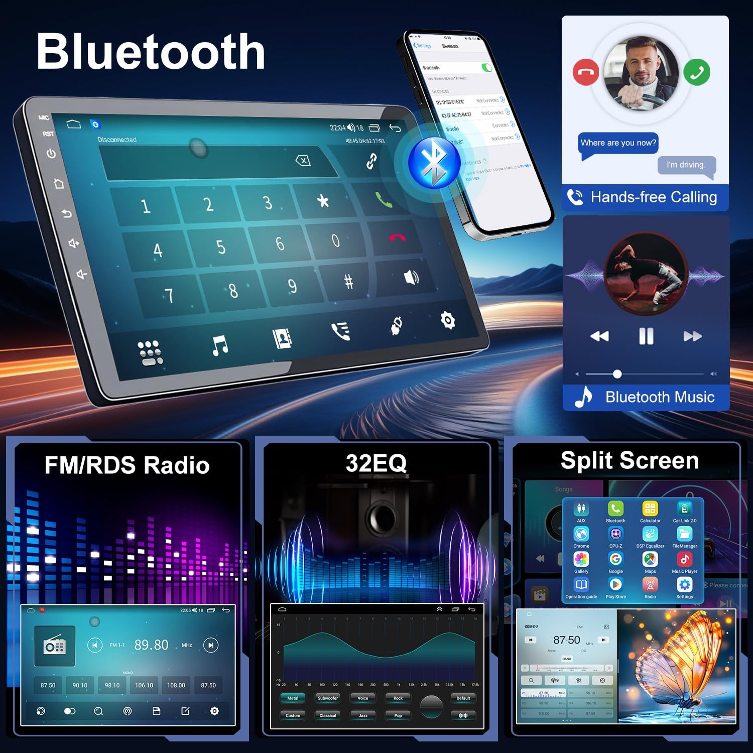 2 Din for Mercedes GLK X204 12-15 9in Wireless Carplay Android Auto w/Backup Cam