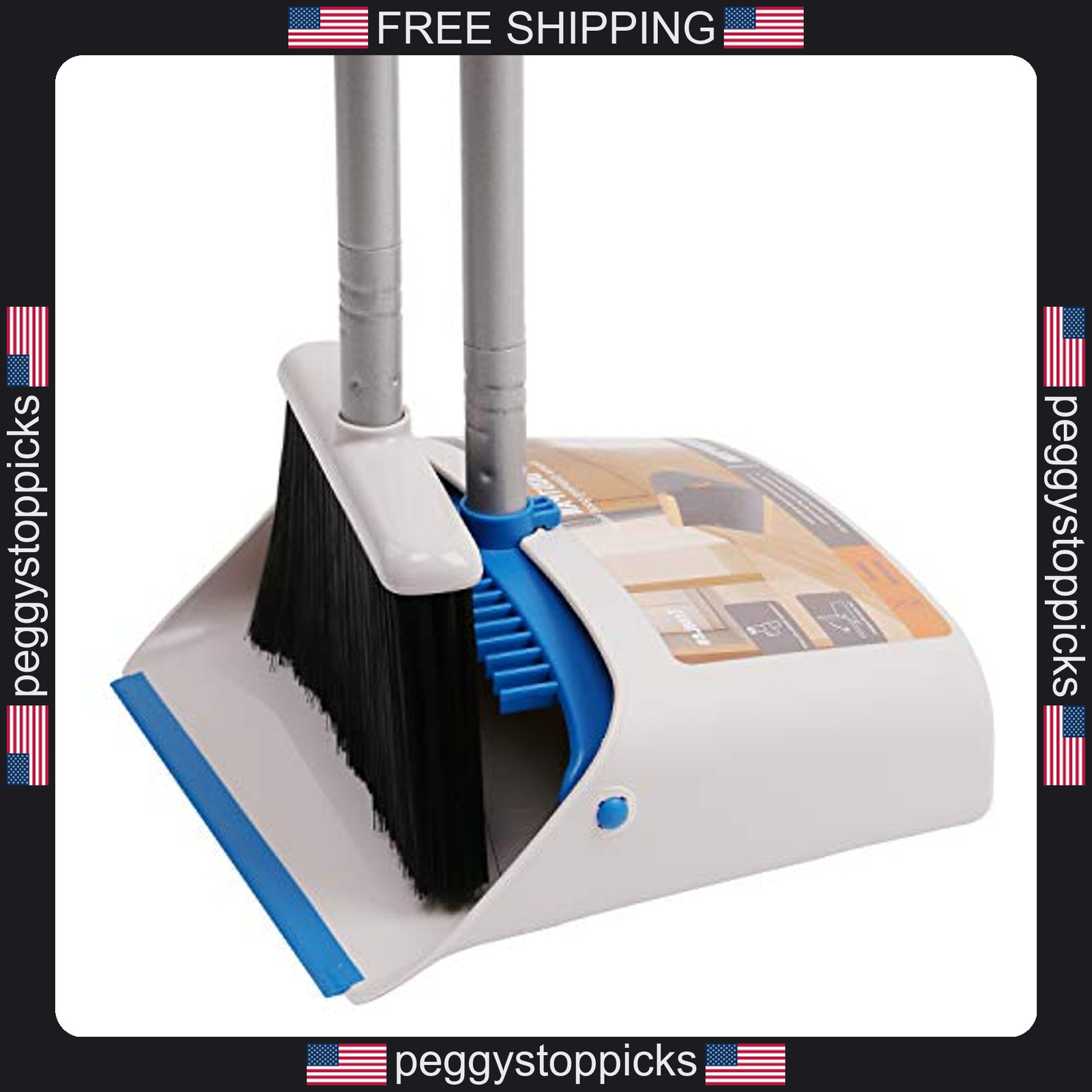 Extendable Floor Broom and Dustpan Set for Indoor Outdoor Cleaning