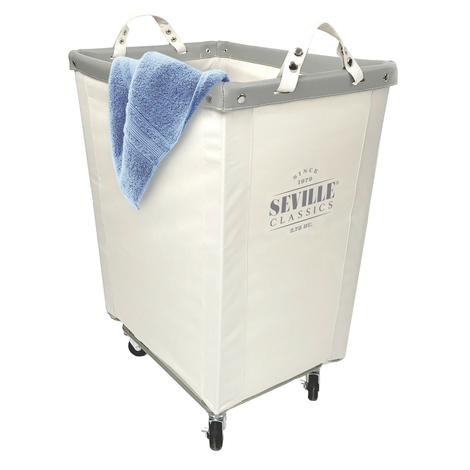Seville Classics Commercial-Grade Heavy-Duty XL Canvas Laundry Hamper on Wheels
