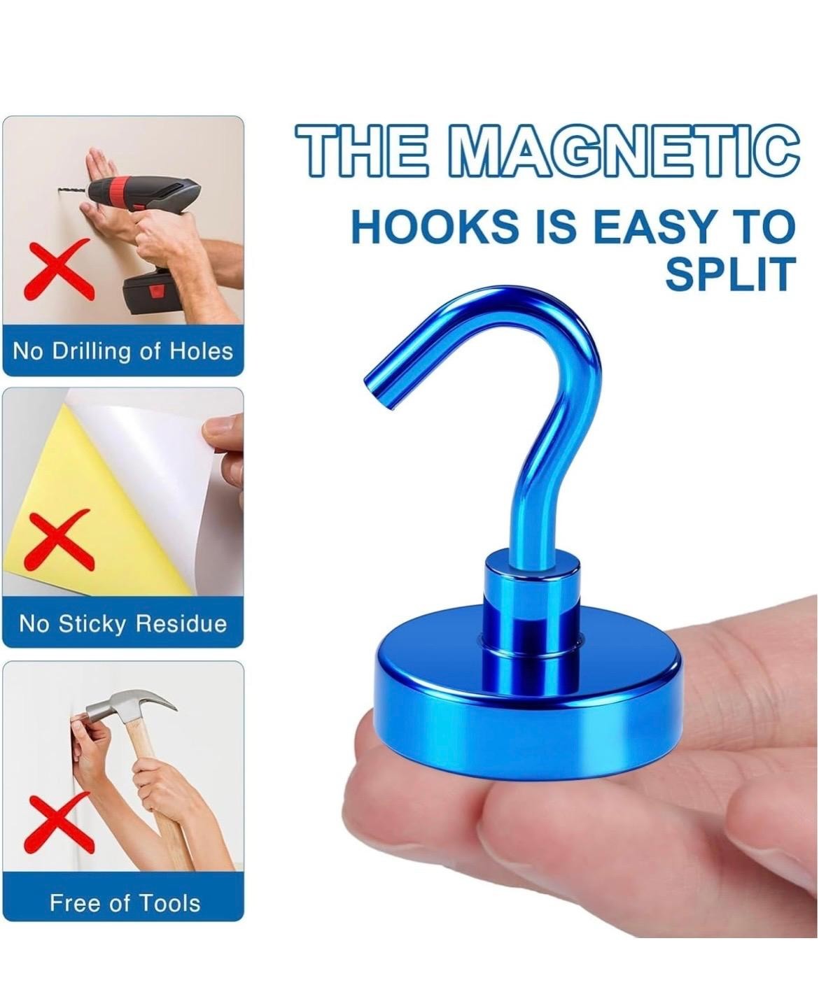 6 Pack 85LB Magnetic Hooks, Strong Cabin Ship Essentials Hook Heavy Duty Refrige