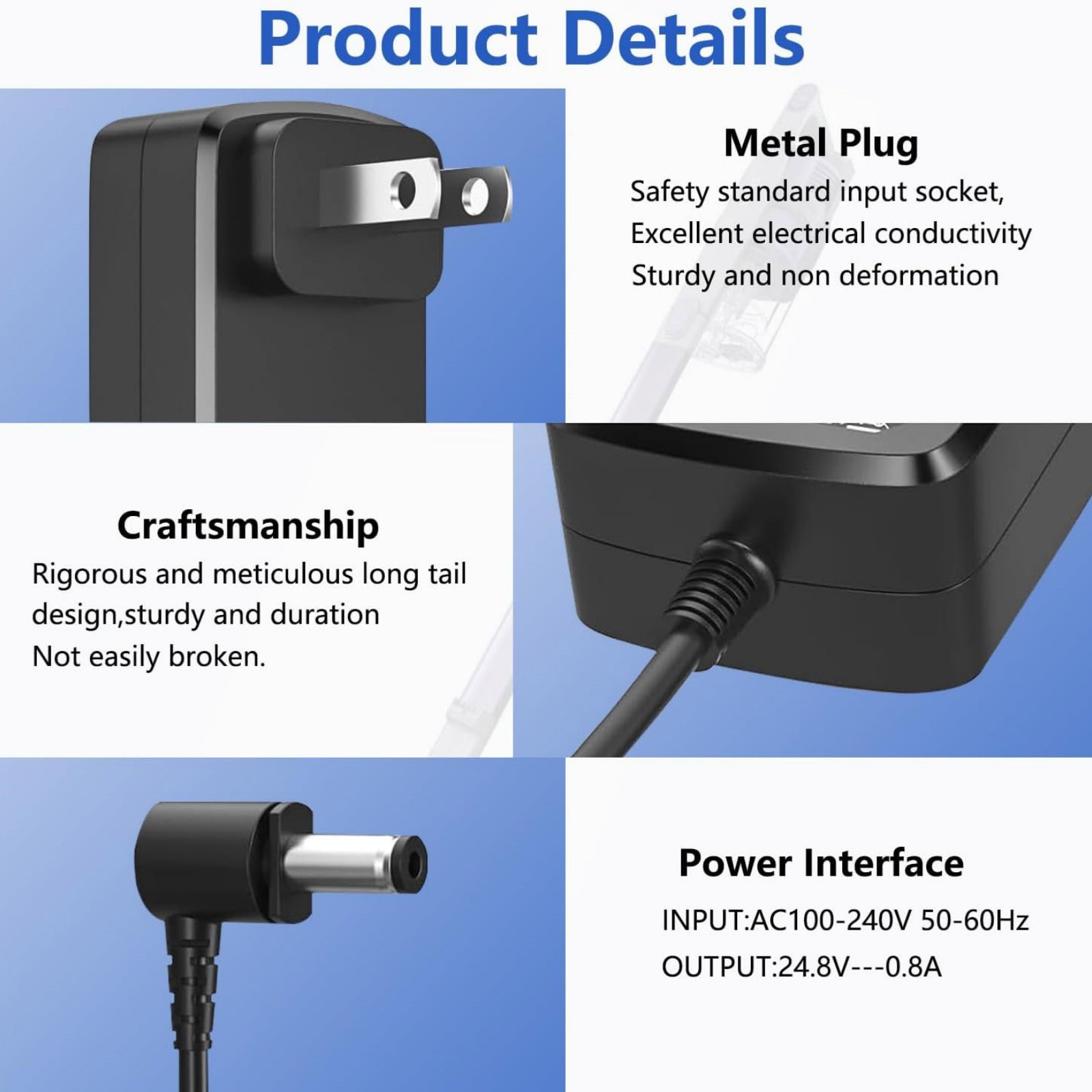 24.8V 0.8A Charger For Shark Rocket Pet Pro IX141 IZ362H IX141H Vacuum Cleaner