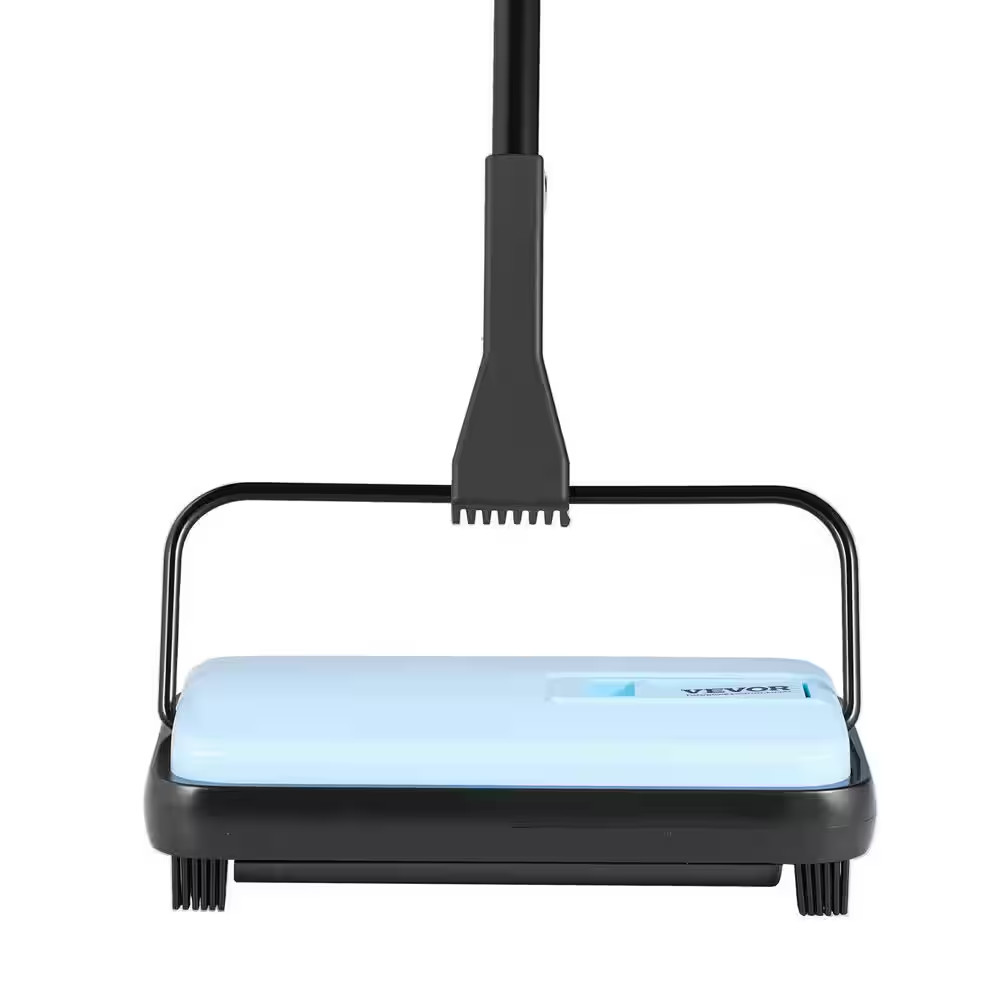 Blue Manual Cordless Carpet Sweeper-Pet Hair/Dust Cleaning Home Office