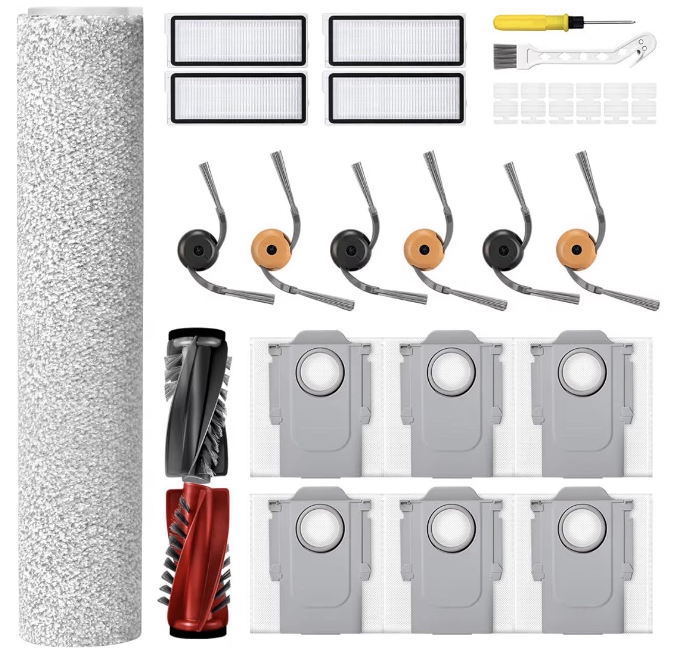 Qrevo Curv 2 Replacement Parts Kit HEPA Filters Mop Bags Brushes 27Pc