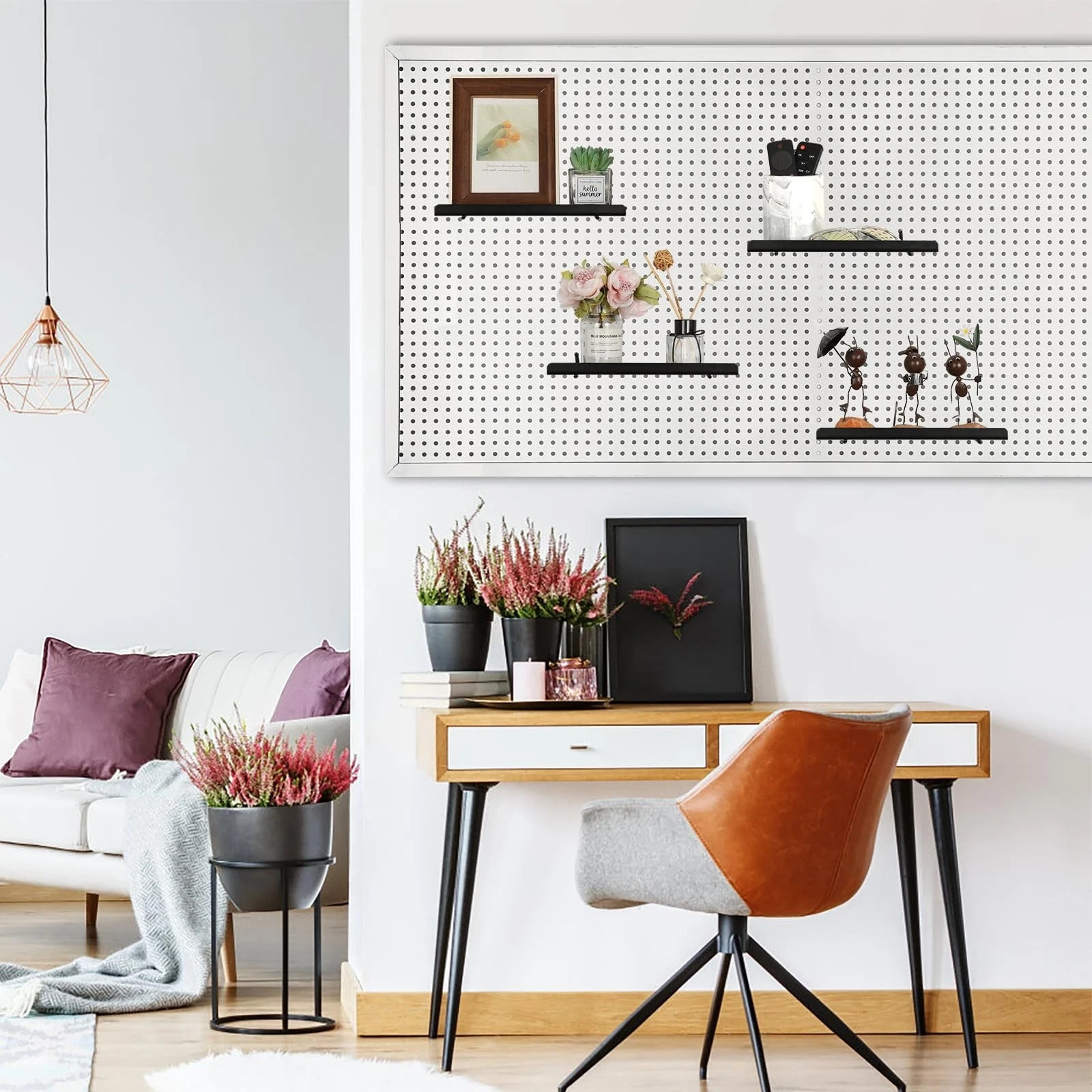 Pegboard Shelves 6 Pack – Medium Shelf for Garage Sturdy Iron Accessories