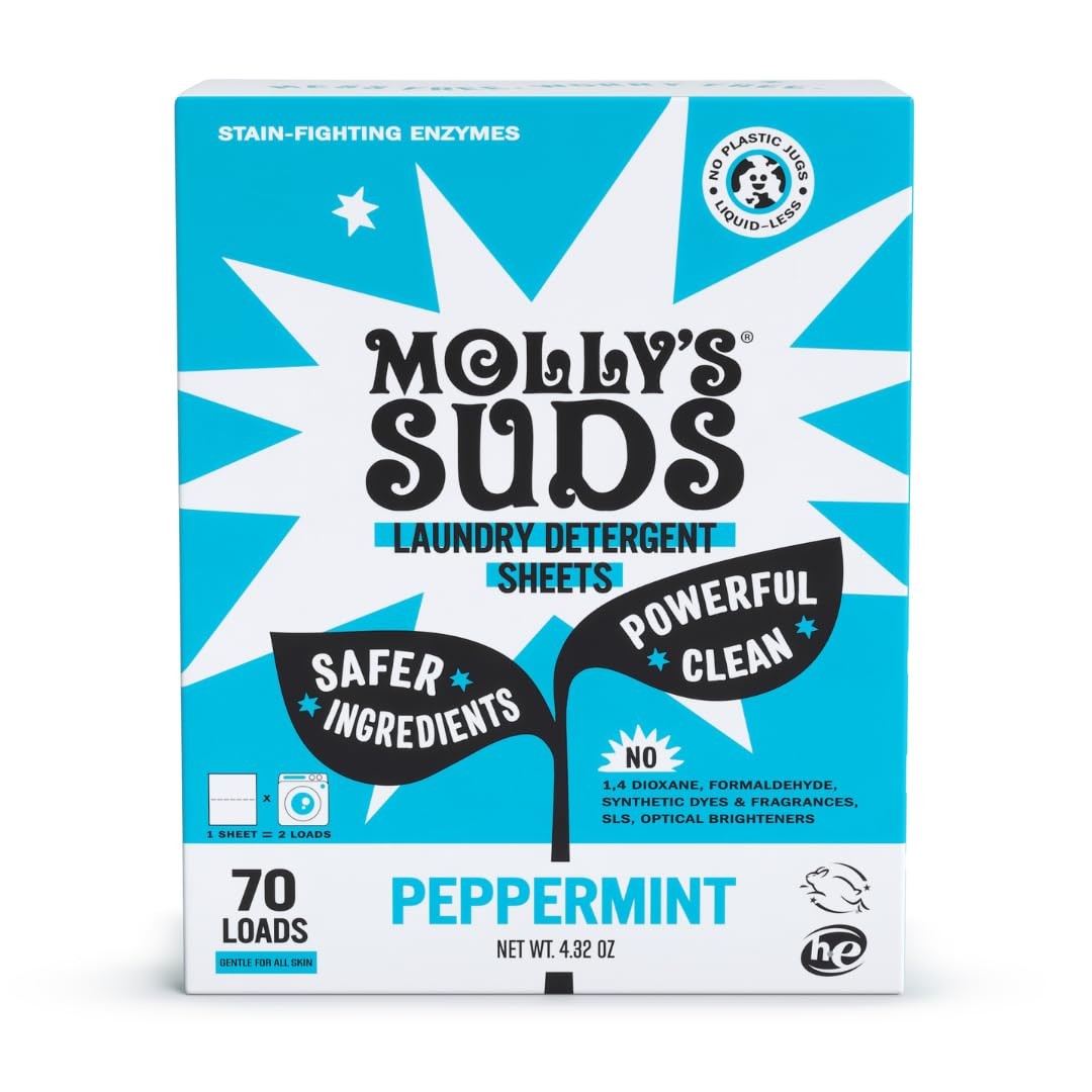 Molly’s Suds Laundry Detergent Sheets | Gentle on 70 Loads, No Color