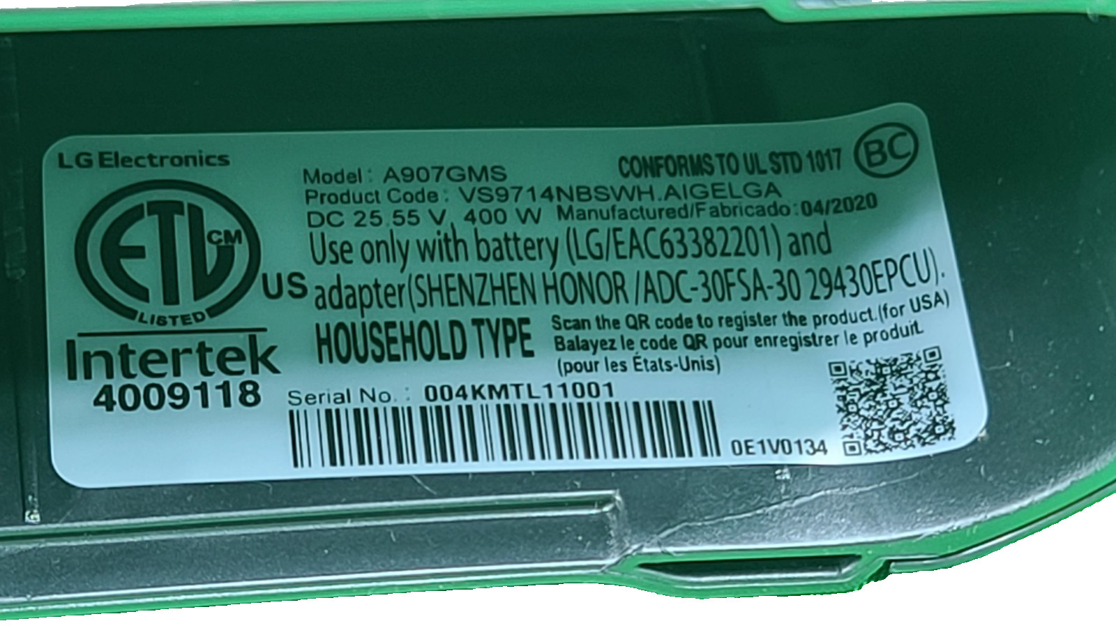 NEW OEM LG Cordzero Matte Grey A907GMS A9 Vacuum (HEAD MOTOR ONLY)