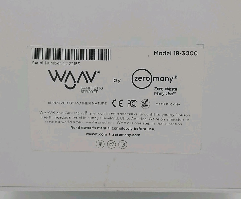 WAAV Ozone Water Sanitizing Disinfecting Sprayer NEW