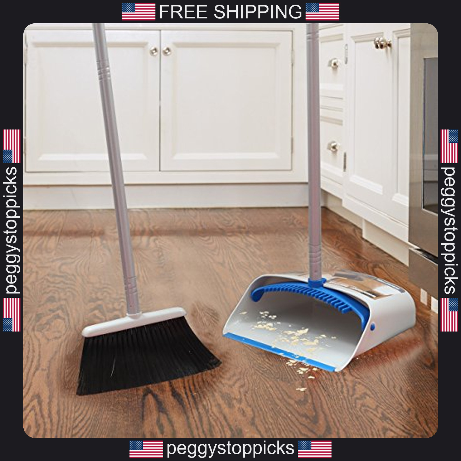Extendable Floor Broom and Dustpan Set for Indoor Outdoor Cleaning