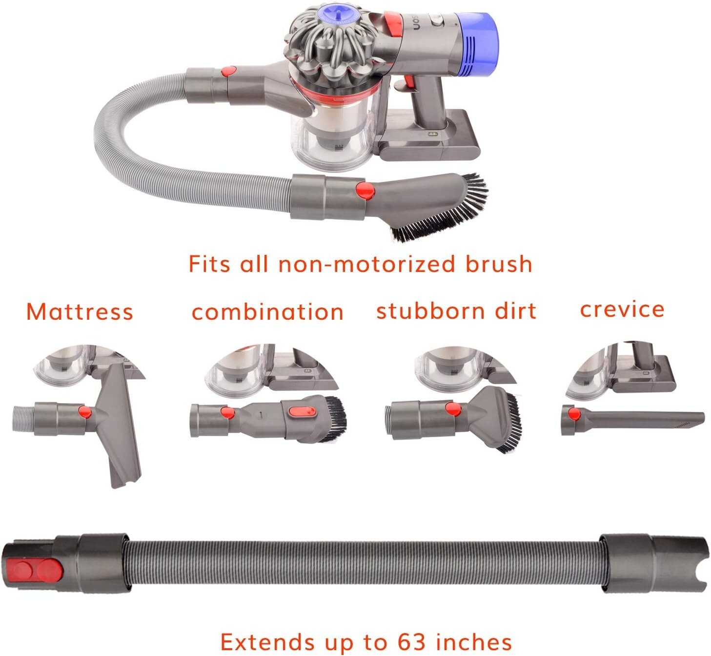 Flexible Extension Hose For Dyson V11 V10 V8 V7 Cordless Stick Vacuum Cleaner