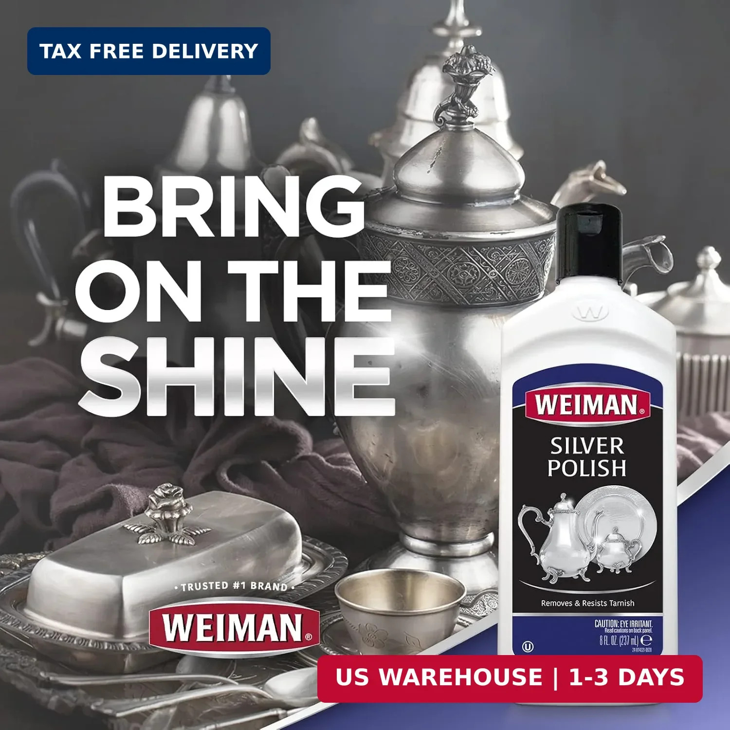 Weiman Silver Cream Cleaner 3-in-1, Anti-Tarnish – Silverware Polish & Cleaner