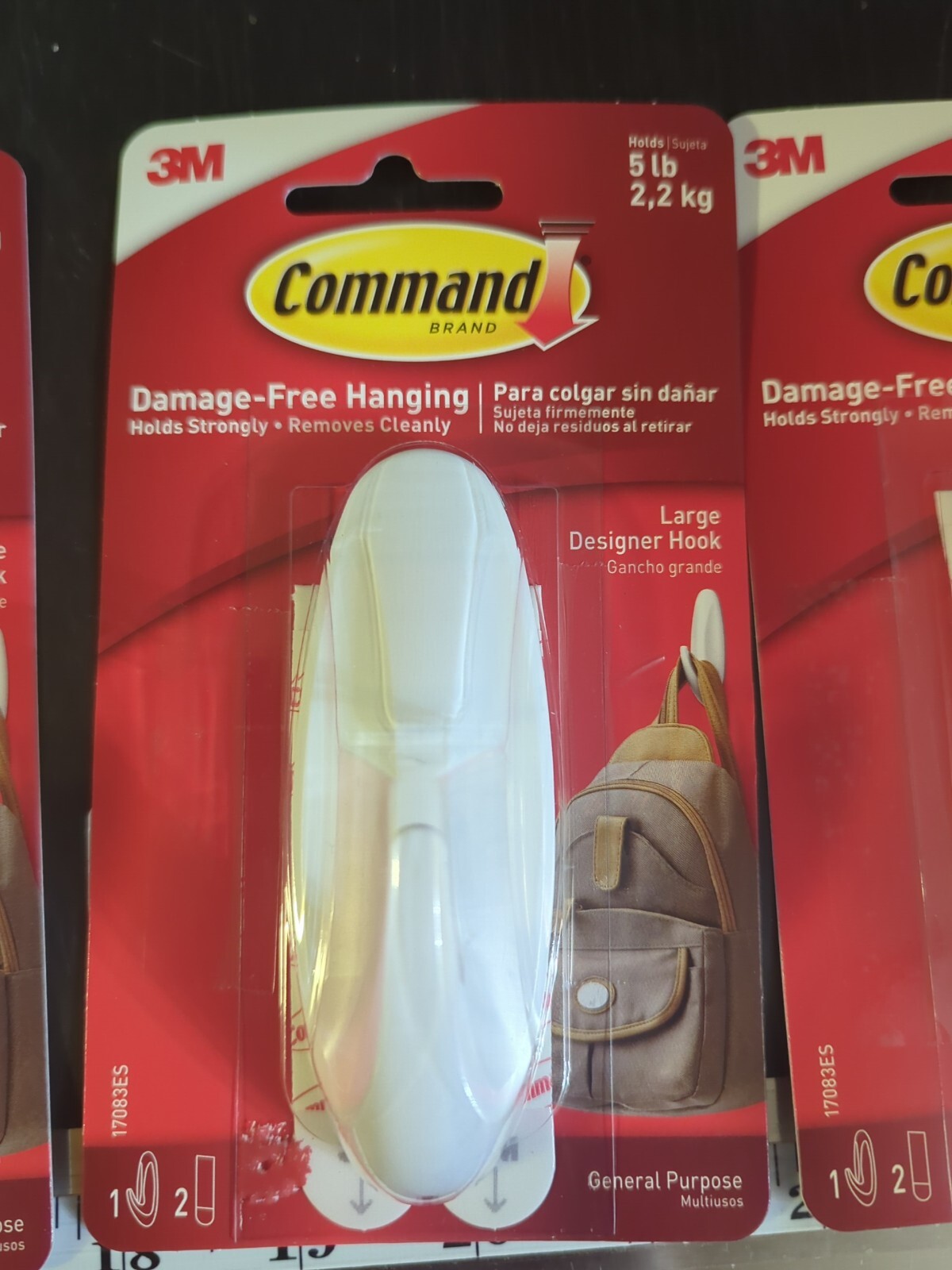 4 Pack (8 Strips) – 3M Command 5 lb Damage-Free Hanging Large Designer Hook