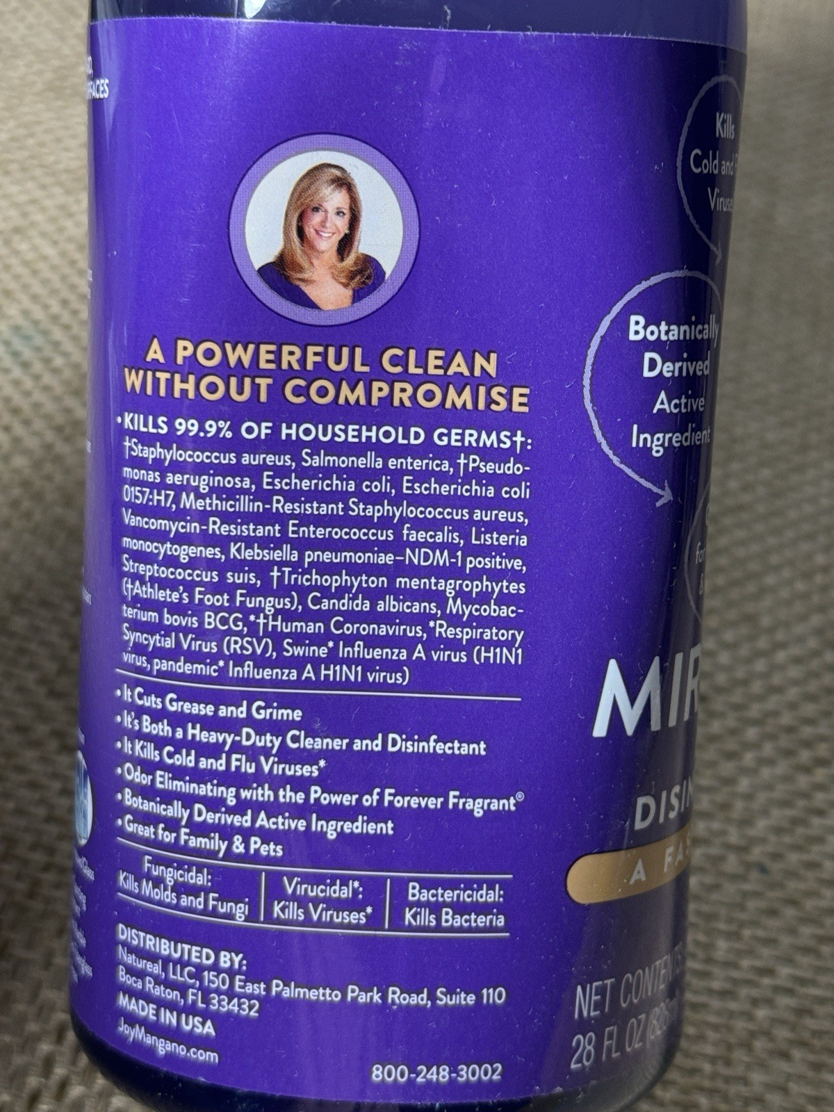 Joy Mangano MiracleClean WARM VANILLA Multi Surface Cleaner Disinfectant 28 Oz