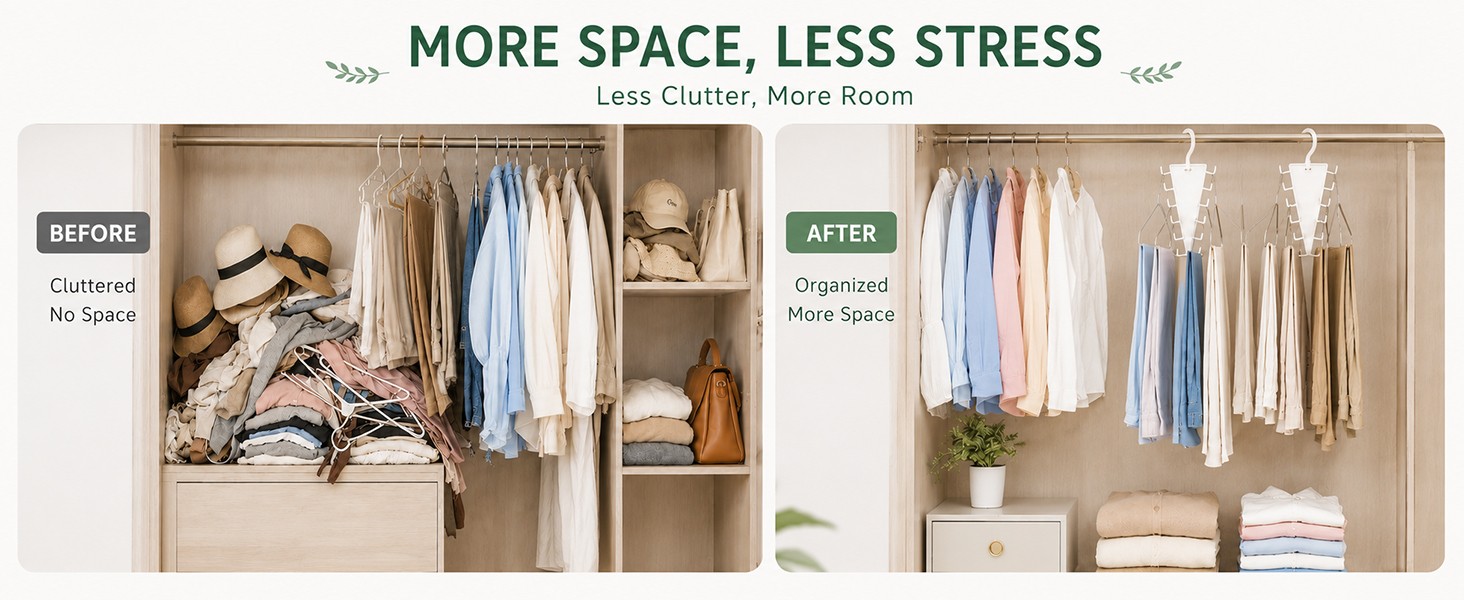 12 Hooks Space Saving Closet Hanger Organizer, V-Shape Multi Hook Clothes Hanger