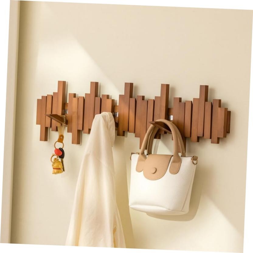 ELECANE Piano Coat Rack Wall Mount, Wooden Piano Key Coat 20.87″ × 8.19″ walnut