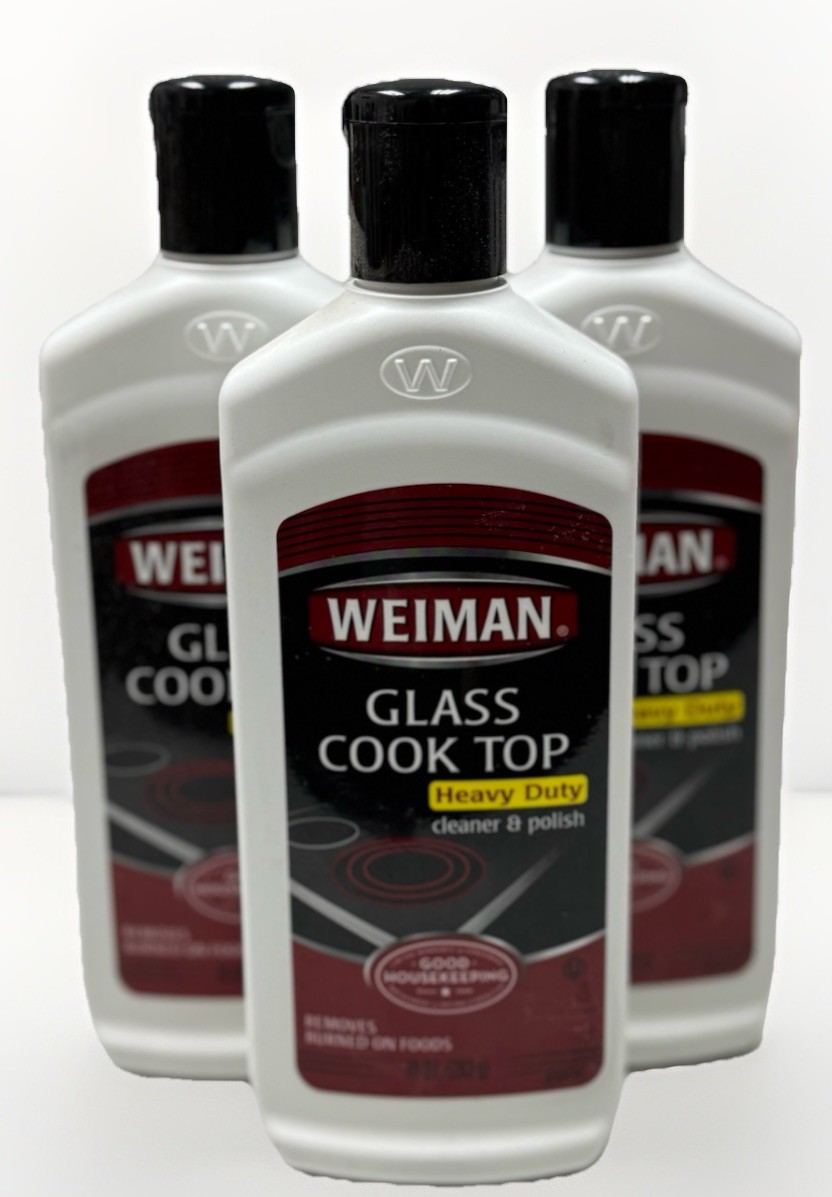 3 weiman glass cook top heavy duty cleaner & polisher 10oz ea