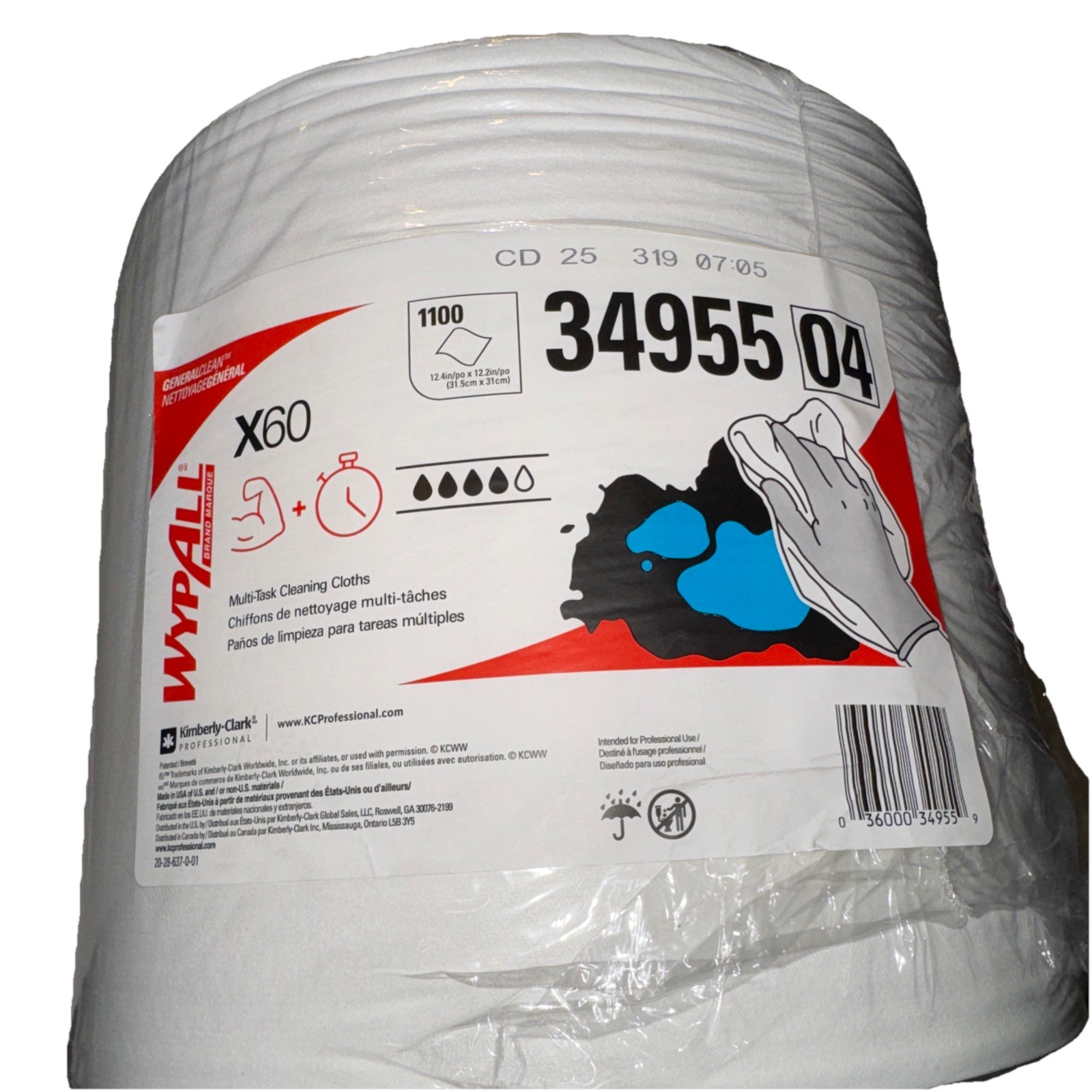 Kimberly Clark 34955 General clean X60 Cloths Multi-Task Cleaning Wipes, Jumbo