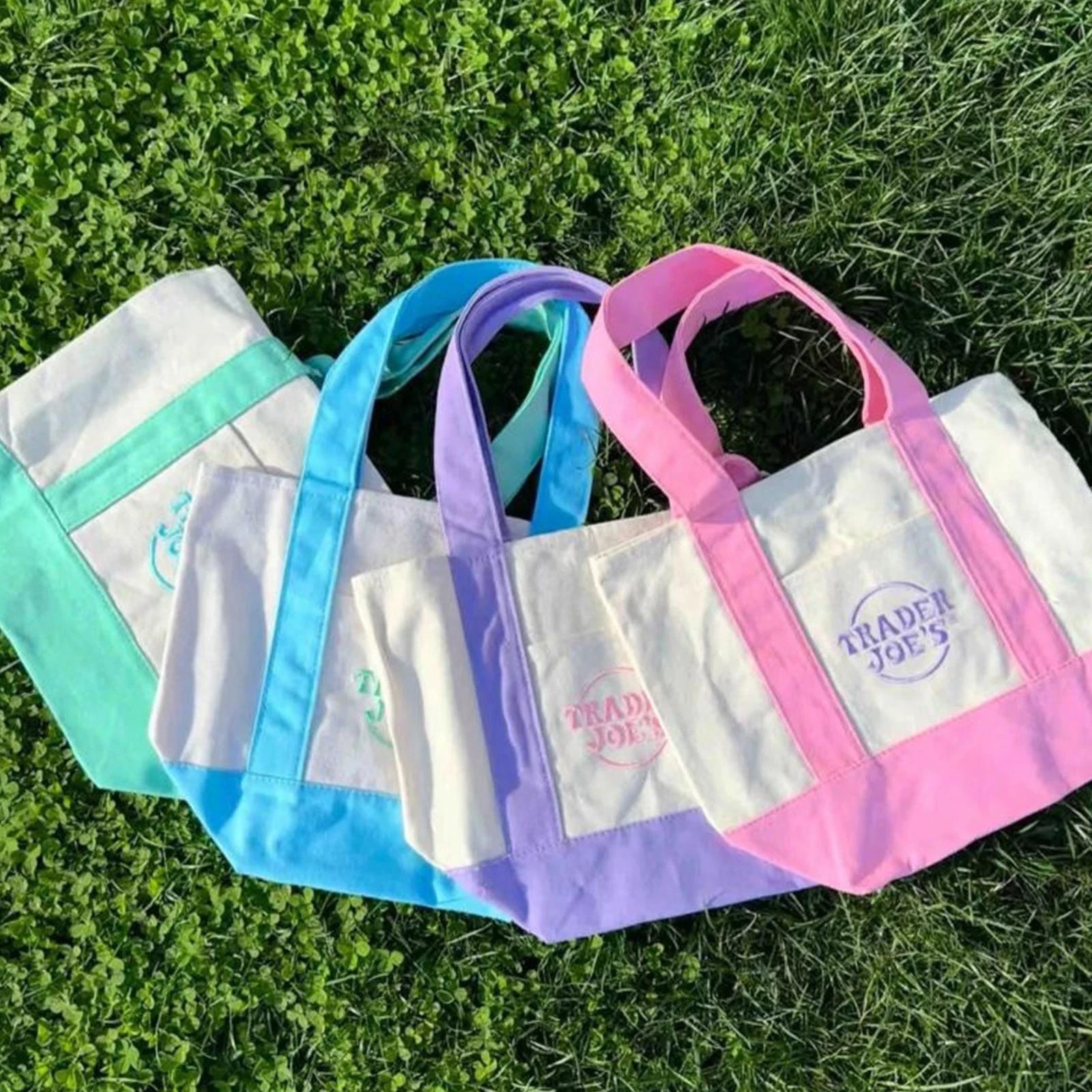Trader Joe’s Mini Canvas Reusable Tote Bags Colorful Canvas Tote Bag 10 Colors