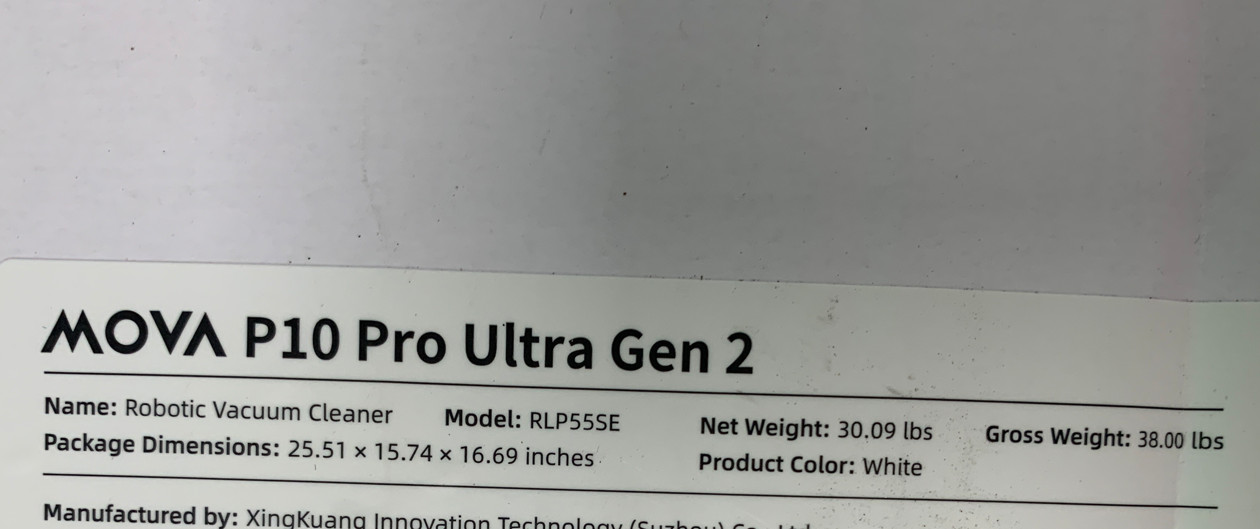 Mova P10 Pro Ultra Gen 2 Robot Vacuum and Mop – White (RLP55SE) NEW