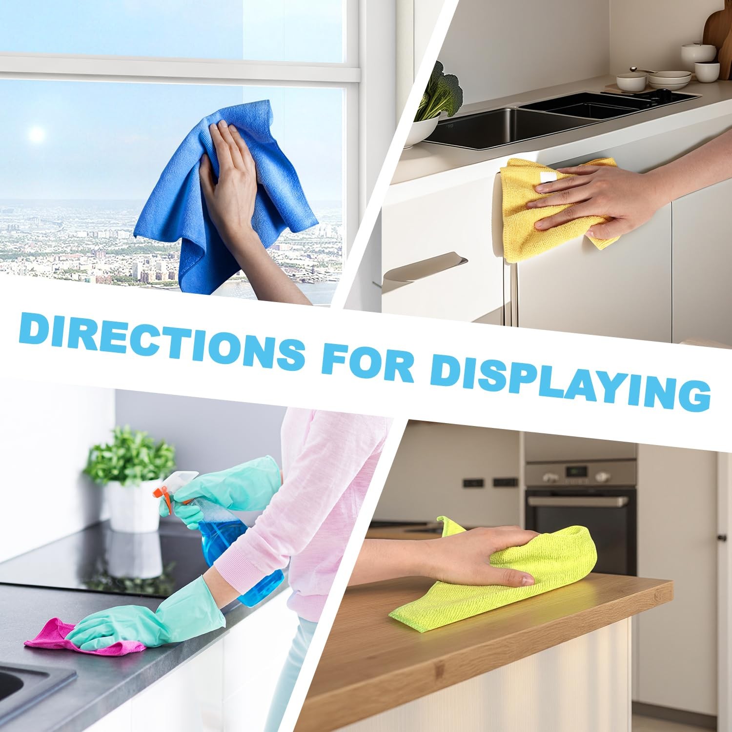 Microfiber Cleaning Cloths Rags, Wet and Dry Lint Free Household Supplies