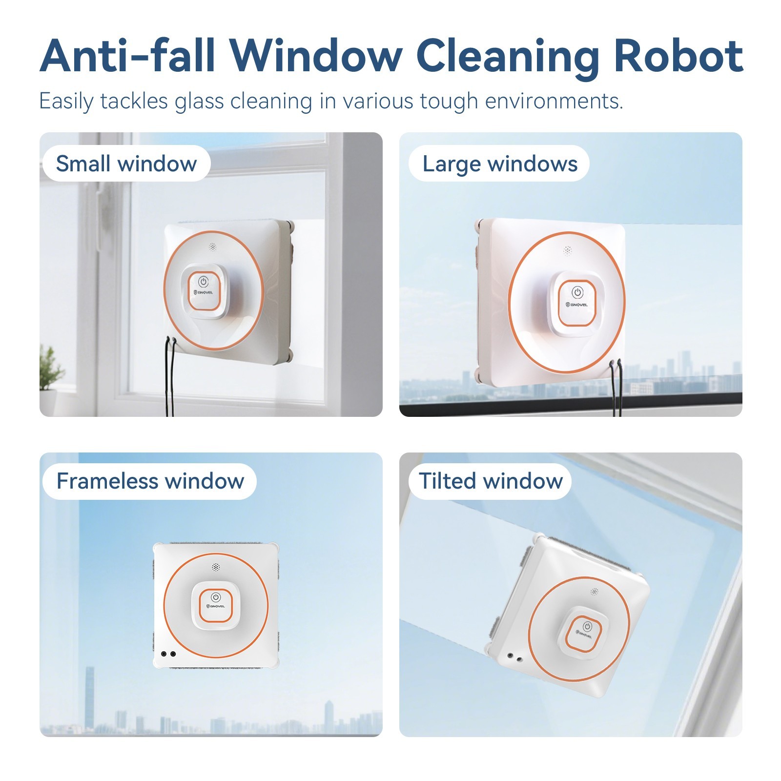 Window Cleaning Robot 8000Pa Anti-Fall 4 Cleaning Modes with Remote App Control